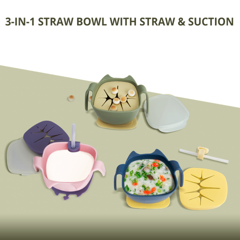 3-in-1 Straw Bowl with Suction