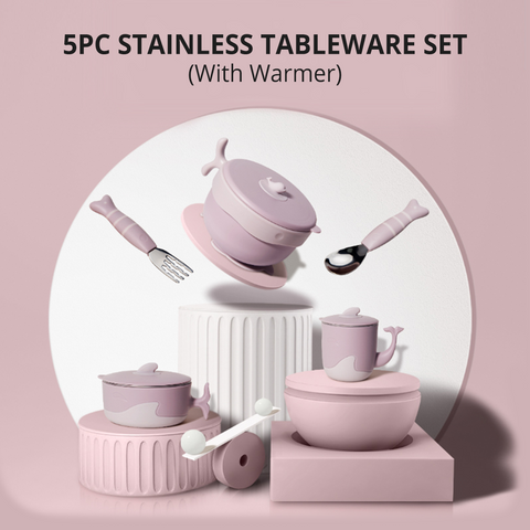 5PC Stainless Tableware Set (with Warmer)